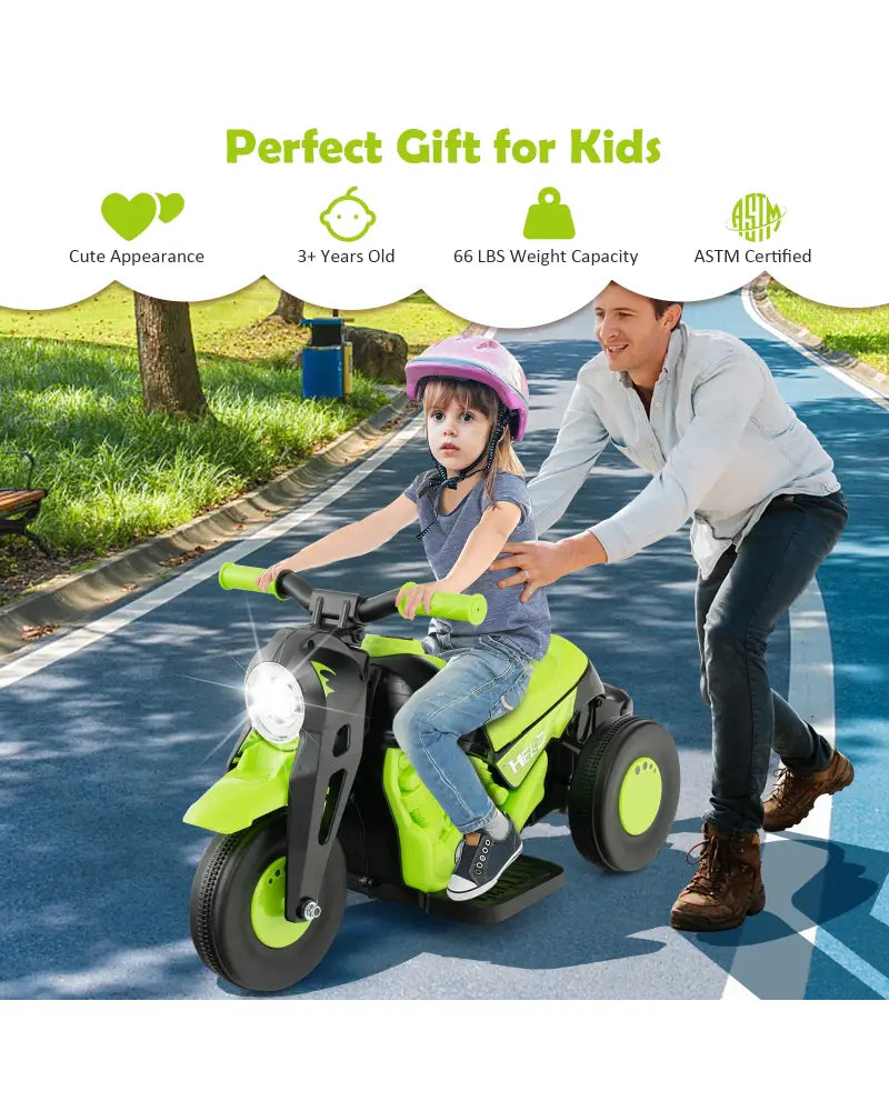 6V Kids Electric Ride on Motorcycle with Bubble Maker and Music-Green - Green - Powered Ride On Toys