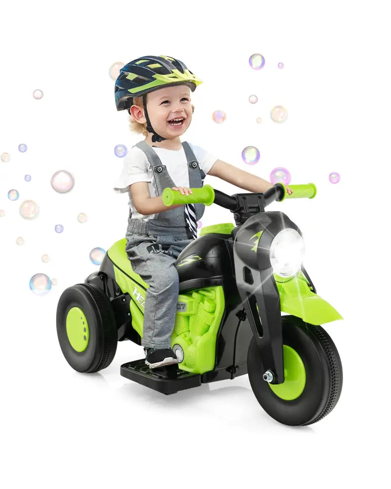 6V Kids Electric Ride on Motorcycle with Bubble Maker and Music-Green - Green - Powered Ride On Toys