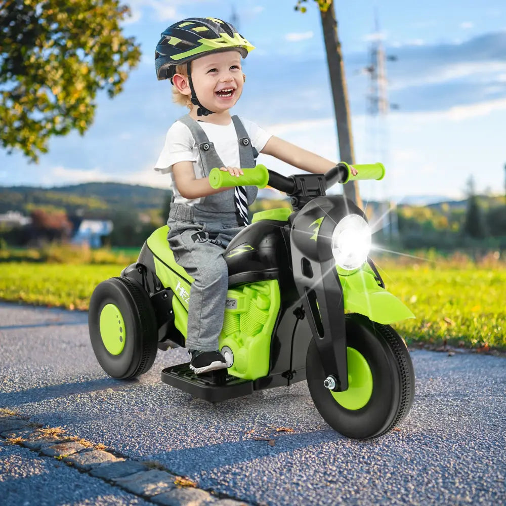 6V Kids Electric Ride on Motorcycle with Bubble Maker and Music-Green - Green - Powered Ride On Toys