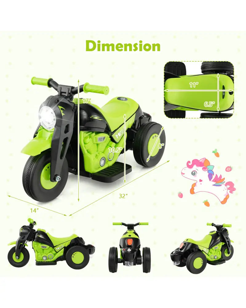 6V Kids Electric Ride on Motorcycle with Bubble Maker and Music-Green - Green - Powered Ride On Toys