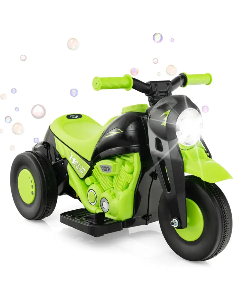 6V Kids Electric Ride on Motorcycle with Bubble Maker and Music-Green - Green - Powered Ride On Toys