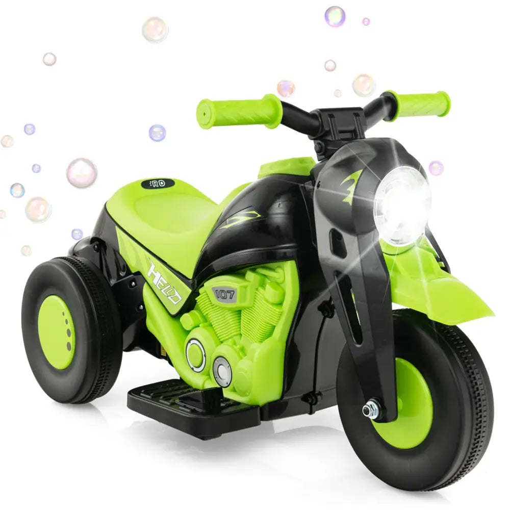 6V Kids Electric Ride on Motorcycle with Bubble Maker and Music-Green - Green - Powered Ride On Toys