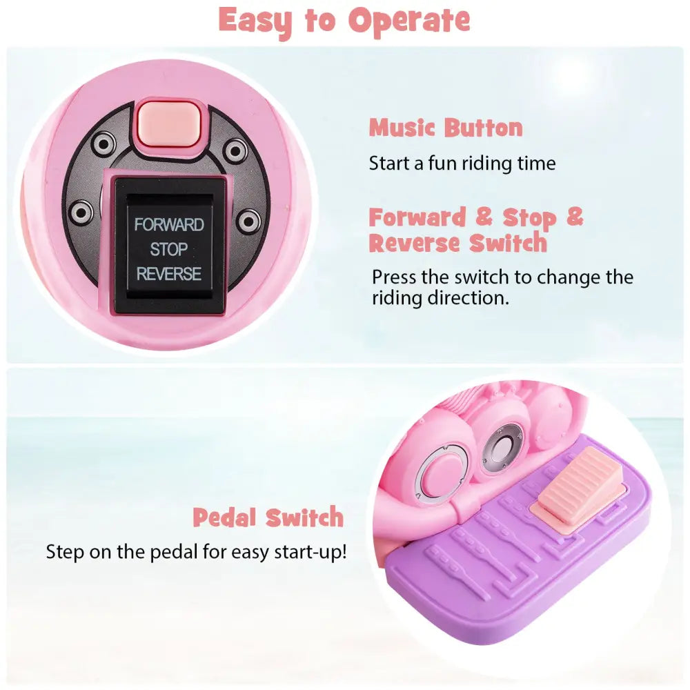 6V Kids Electric Ride on Motorcycle with Bubble Maker and Music-Pink and Purple - Pink & Purple - Powered Ride On Toys