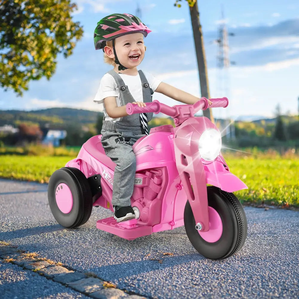 6V Kids Electric Ride on Motorcycle with Bubble Maker and Music-Pink - Pink - Powered Ride On Toys