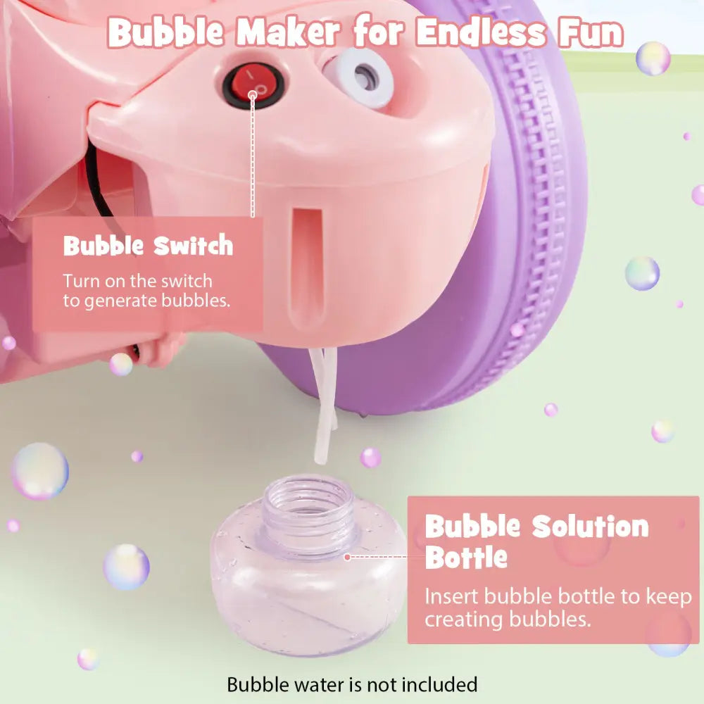 6V Kids Electric Ride on Motorcycle with Bubble Maker and Music-Pink and Purple - Pink & Purple - Powered Ride On Toys