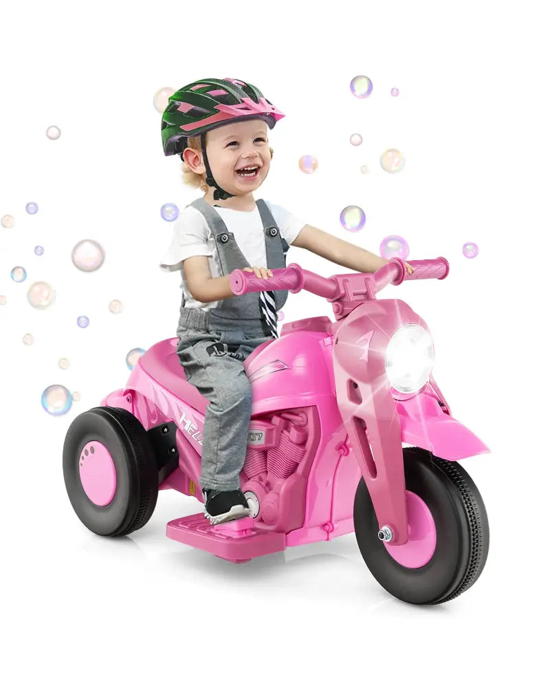 6V Kids Electric Ride on Motorcycle with Bubble Maker and Music-Pink - Pink - Powered Ride On Toys