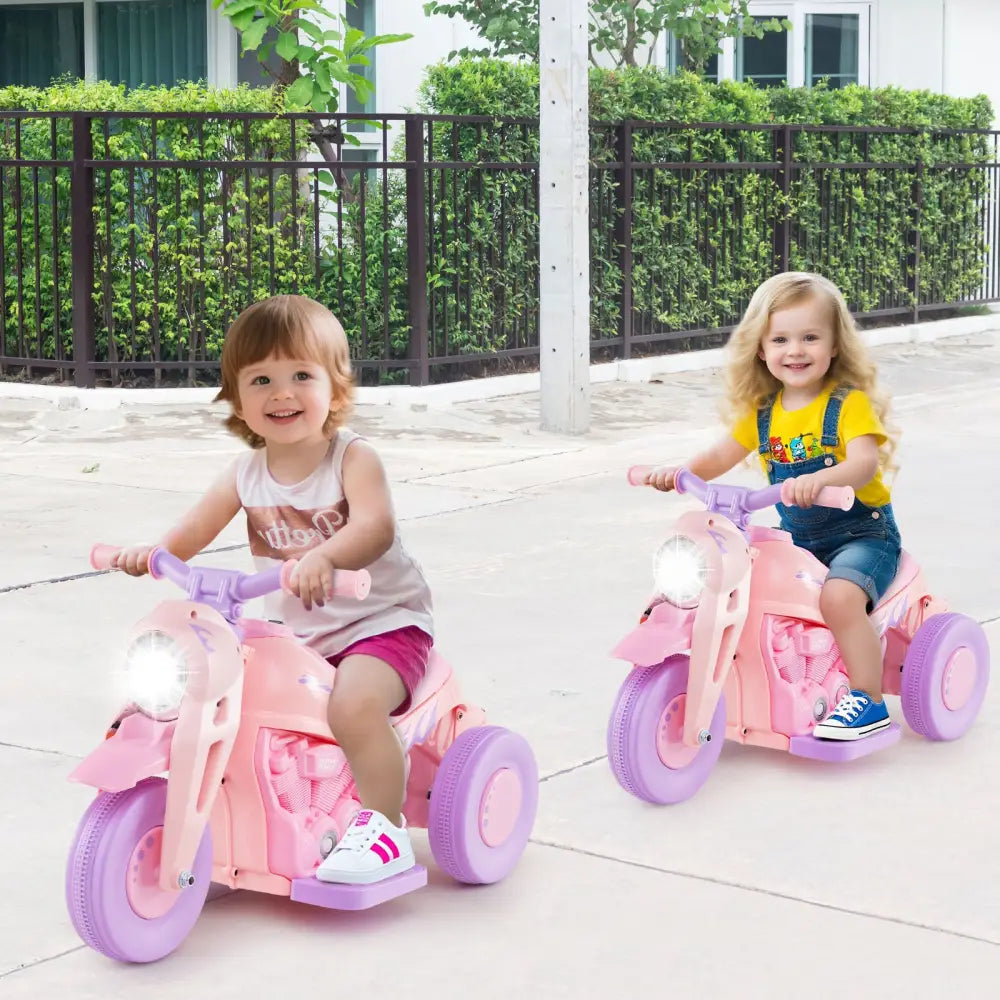 6V Kids Electric Ride on Motorcycle with Bubble Maker and Music-Pink and Purple - Pink & Purple - Powered Ride On Toys