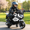 6V Kids Motorcycle with Headlights Music and Detachable Training Wheels-White - White - Powered Ride On Toys