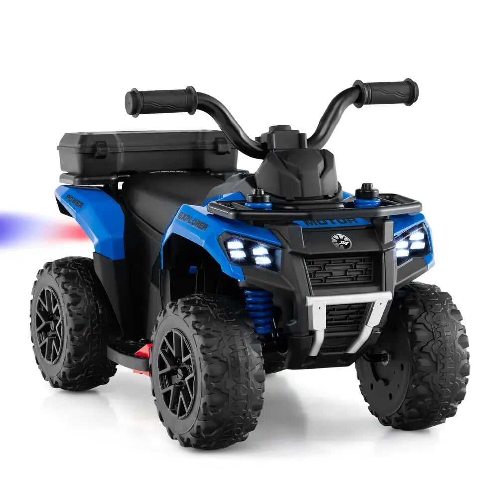 6V Kids Ride On ATV with Spray Function and Storage Box with Music-Blue - Blue - Powered Ride On Toys