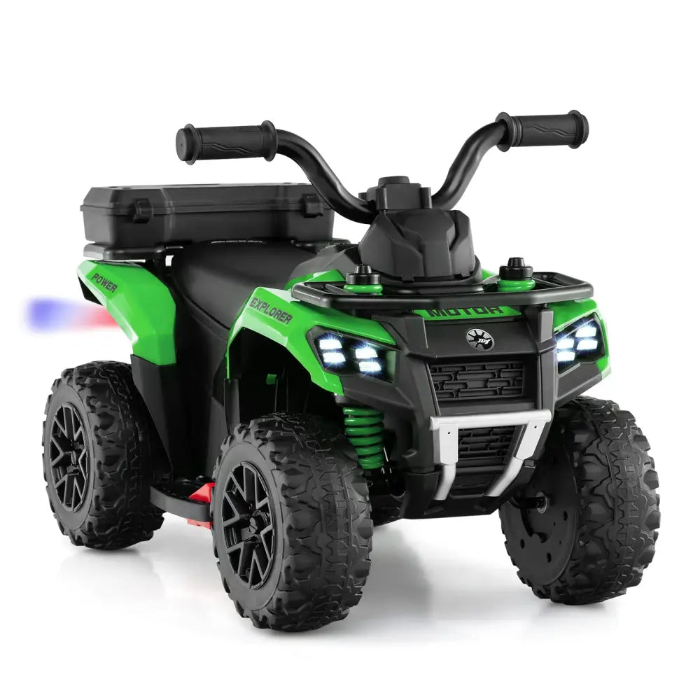 6V Kids Ride On ATV with Spray Function and Storage Box with Music-Green - Green - Powered Ride On Toys