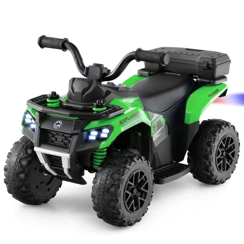 6V Kids Ride On ATV with Spray Function and Storage Box with Music-Green - Green - Powered Ride On Toys