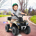 6V Kids Ride On ATV with Spray Function and Storage Box with Music-Khaki - Khaki - Powered Ride On Toys