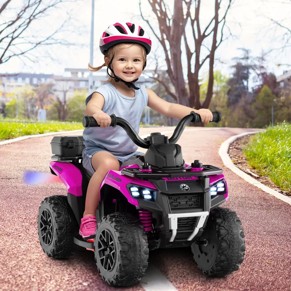 6V Kids Ride On ATV with Spray Function and Storage Box with Music-Pink - Pink - Powered Ride On Toys
