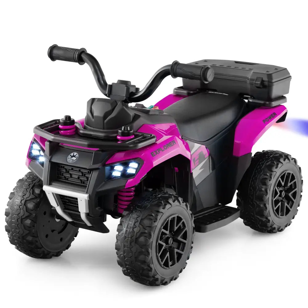 6V Kids Ride On ATV with Spray Function and Storage Box with Music-Pink - Pink - Powered Ride On Toys