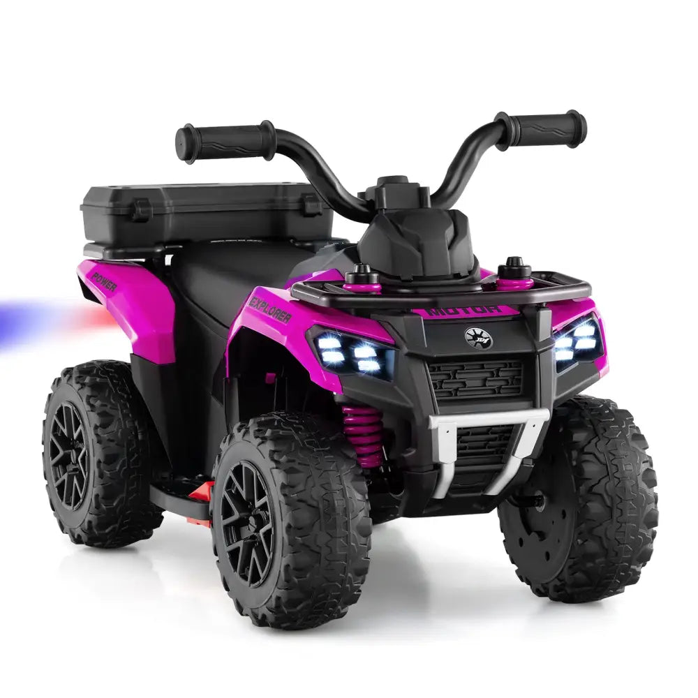 6V Kids Ride On ATV with Spray Function and Storage Box with Music-Pink - Pink - Powered Ride On Toys
