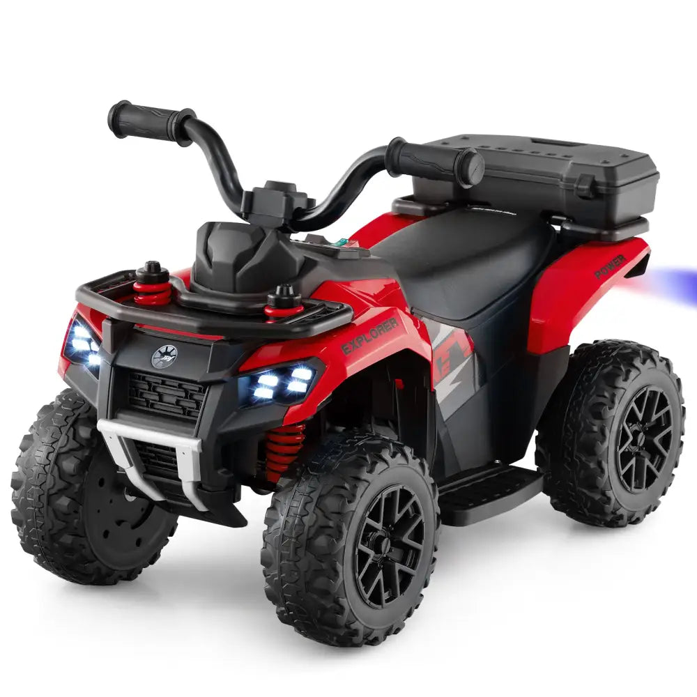 6V Kids Ride On ATV with Spray Function and Storage Box with Music-Red - Red - Powered Ride On Toys