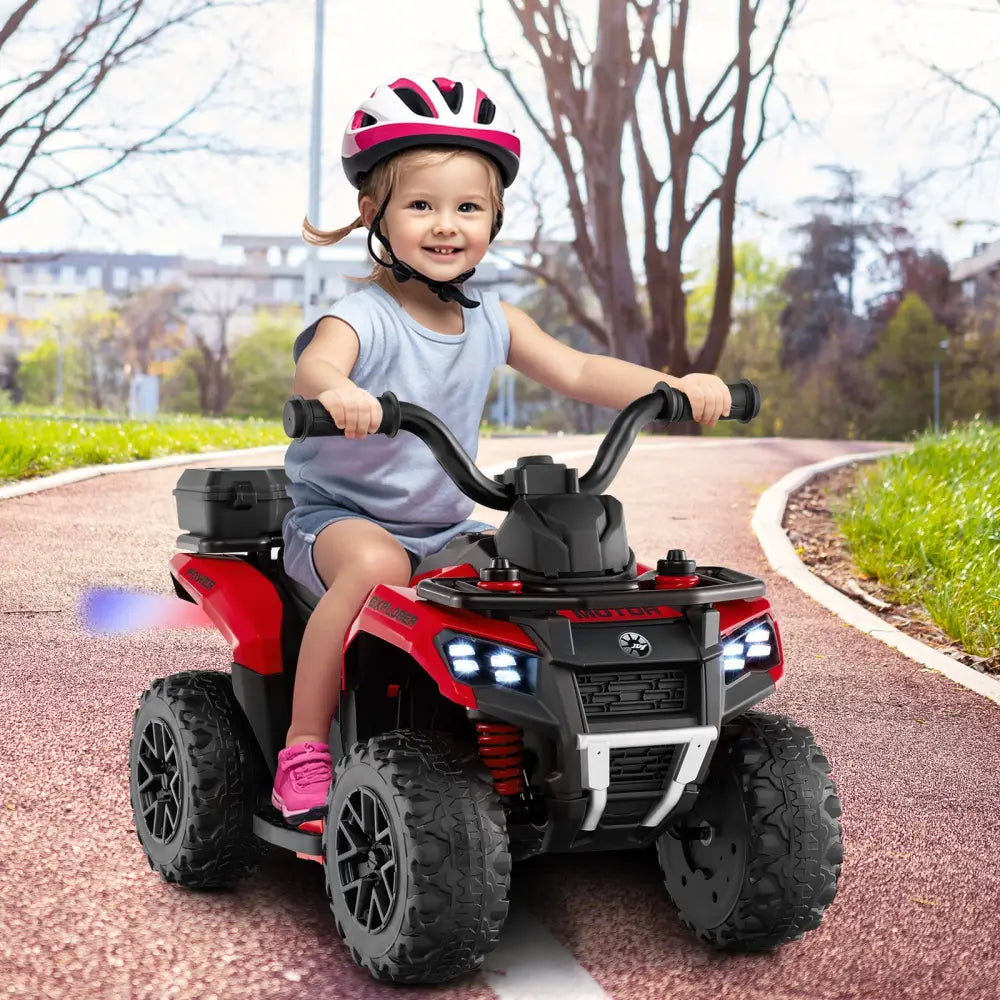 6V Kids Ride On ATV with Spray Function and Storage Box with Music-Red - Red - Powered Ride On Toys