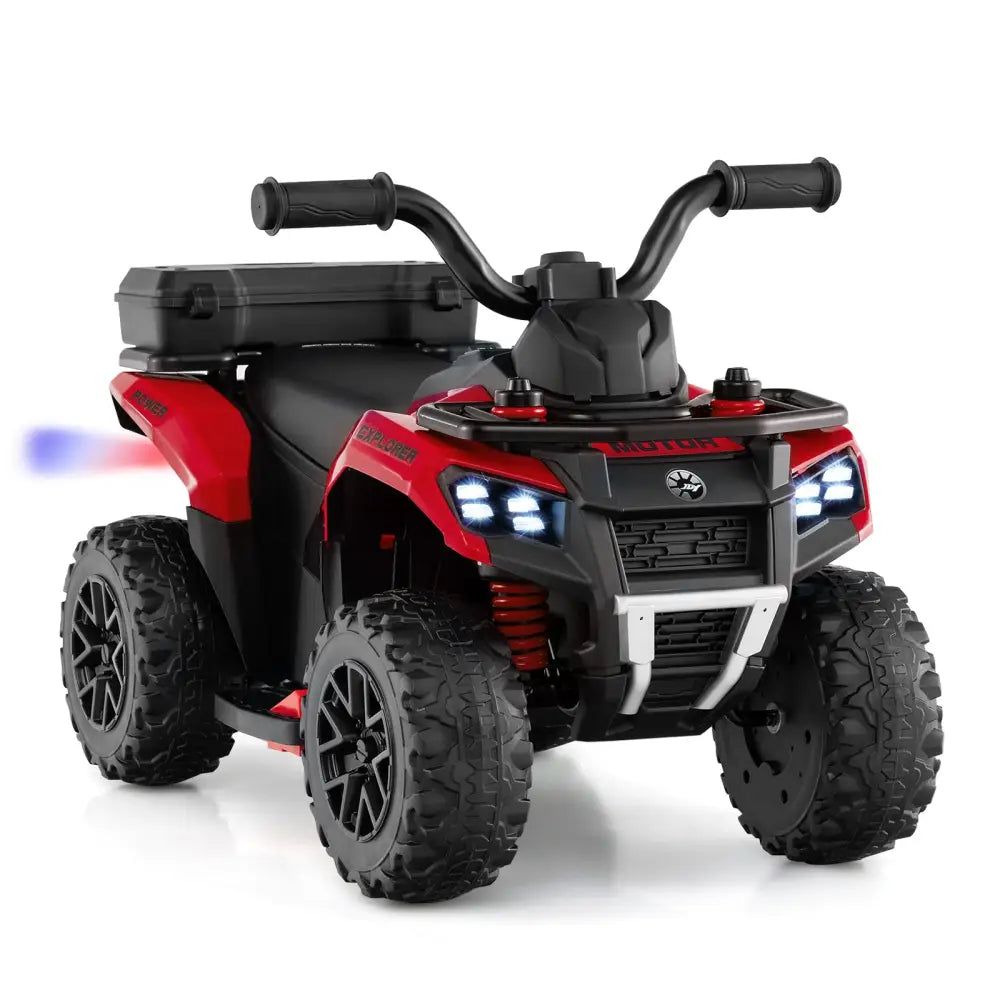 6V Kids Ride On ATV with Spray Function and Storage Box with Music-Red - Red - Powered Ride On Toys