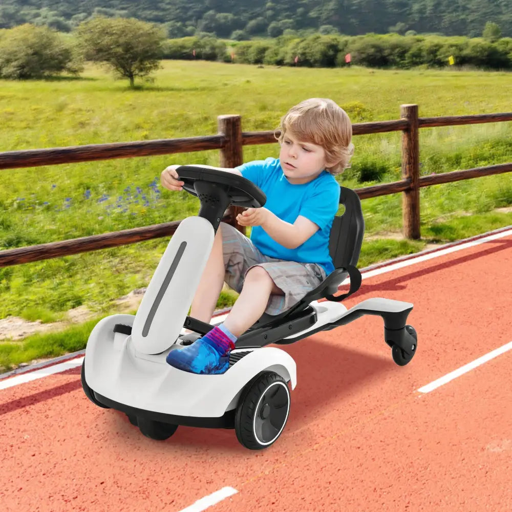 6V Kids Ride on Drift Car with 360° Spin and 2 Adjustable Heights-White - White - Powered Ride On Toys