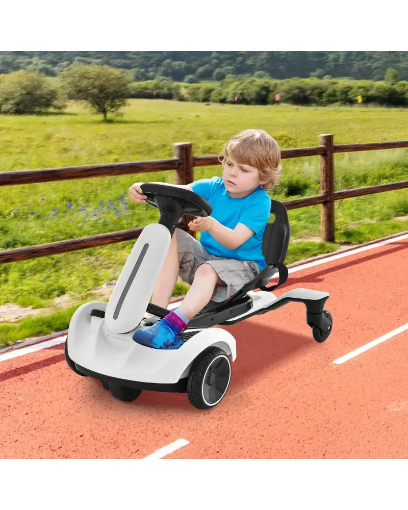 6V Kids Ride on Drift Car with 360° Spin and 2 Adjustable Heights-White - White - Powered Ride On Toys