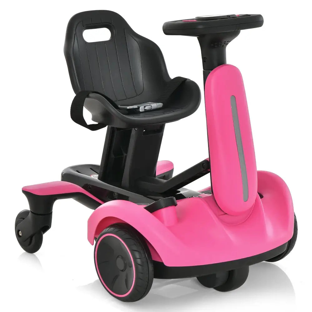 6V Kids Ride on Drift Car with 360° Spin and 2 Adjustable Heights-Pink - Pink - Powered Ride On Toys