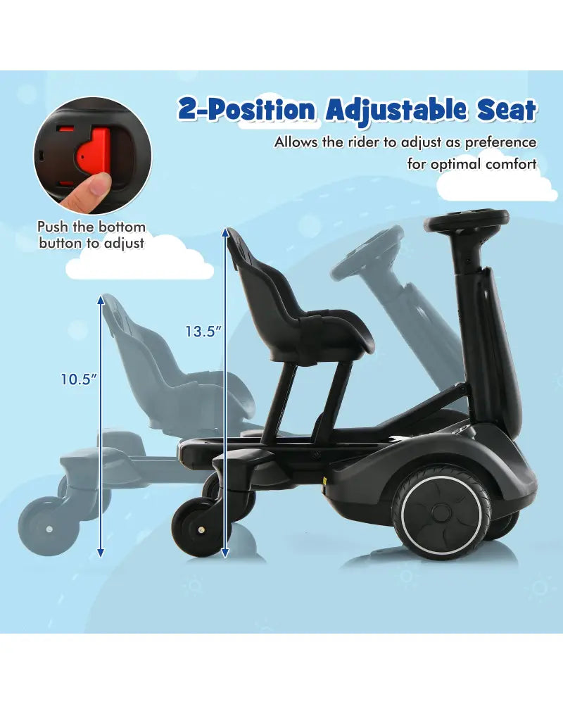 6V Kids Ride on Drift Car with 360° Spin and 2 Adjustable Heights-Black - Black - Powered Ride On Toys