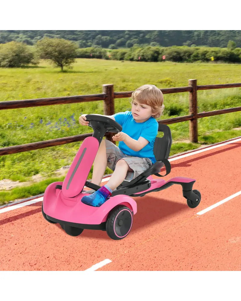 6V Kids Ride on Drift Car with 360° Spin and 2 Adjustable Heights-Pink - Pink - Powered Ride On Toys
