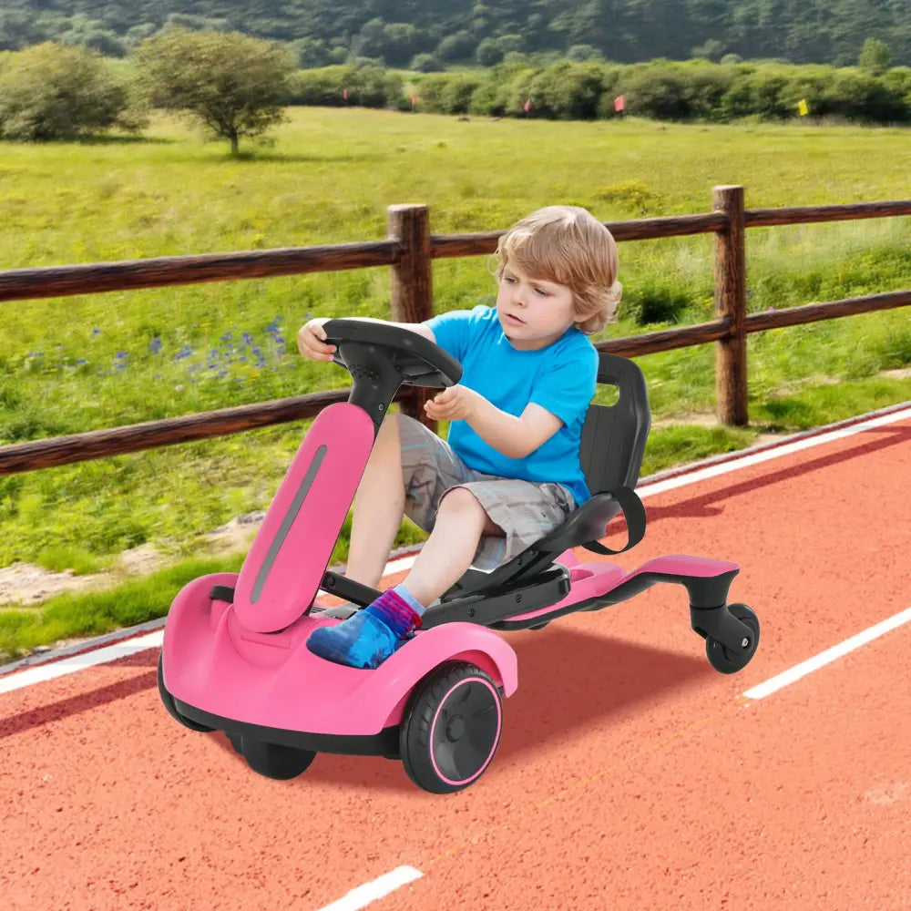 6V Kids Ride on Drift Car with 360° Spin and 2 Adjustable Heights-Pink - Pink - Powered Ride On Toys