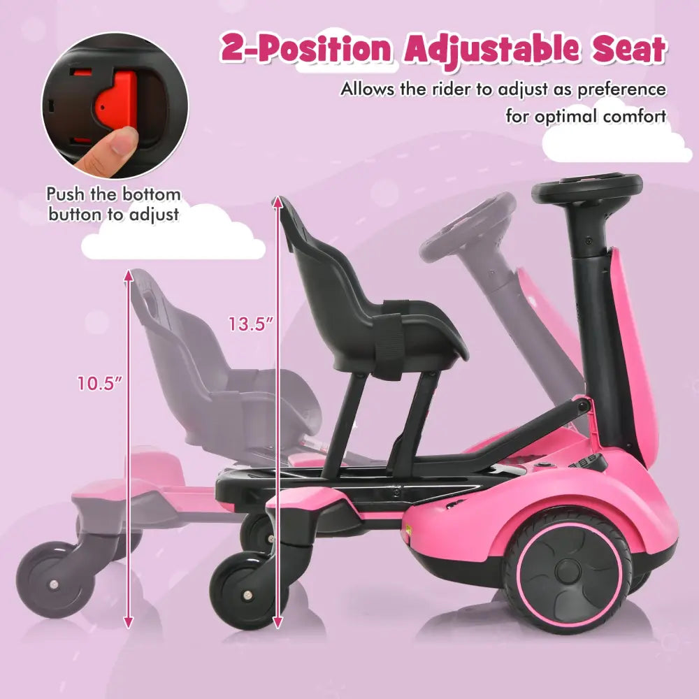 6V Kids Ride on Drift Car with 360° Spin and 2 Adjustable Heights-Pink - Pink - Powered Ride On Toys
