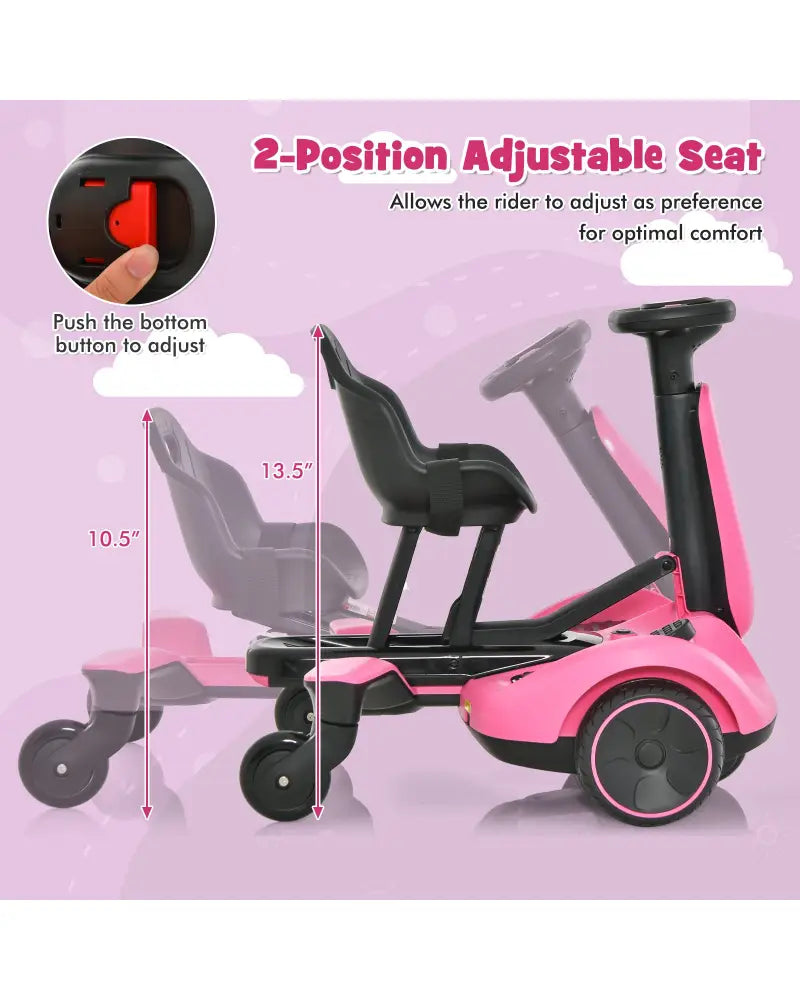 6V Kids Ride on Drift Car with 360° Spin and 2 Adjustable Heights-Pink - Pink - Powered Ride On Toys