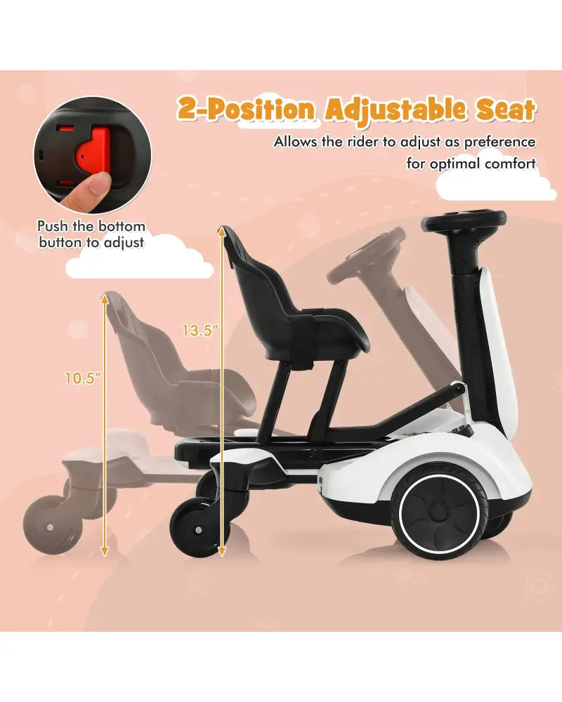 6V Kids Ride on Drift Car with 360° Spin and 2 Adjustable Heights-White - White - Powered Ride On Toys
