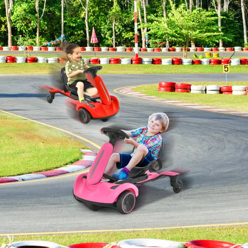 6V Kids Ride on Drift Car with 360° Spin and 2 Adjustable Heights-Pink - Pink - Powered Ride On Toys