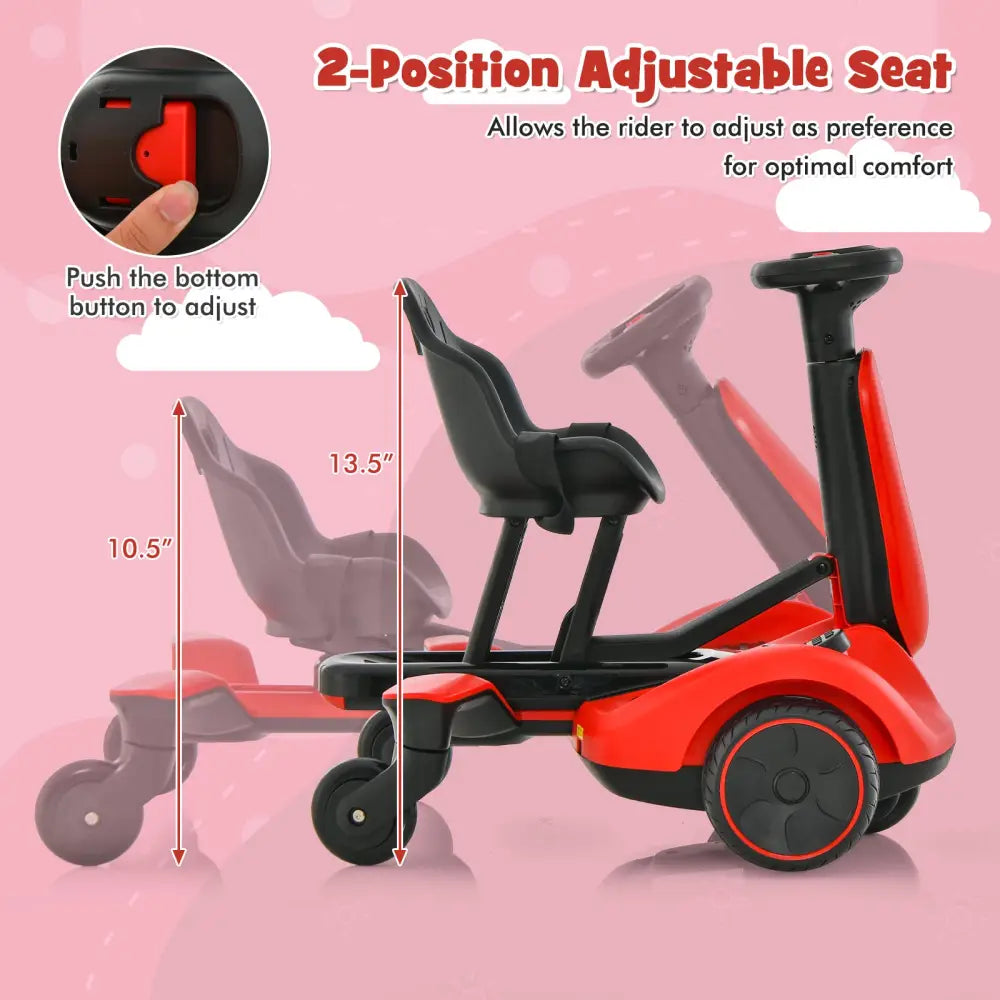 6V Kids Ride on Drift Car with 360° Spin and 2 Adjustable Heights-Red - Red - Powered Ride On Toys