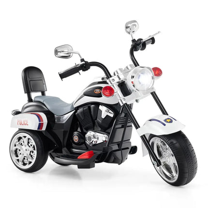 6V Powered Toddler 3-Wheel Motorbike Ride On Toy with Horn and Headlight-Black and White - Black & White - Powered Ride