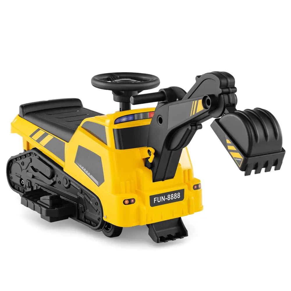 6V Ride on Tractor 3-in-1 Electric Excavator with Adjustable Arms and Music-Yellow - Yellow - Powered Ride On Toys