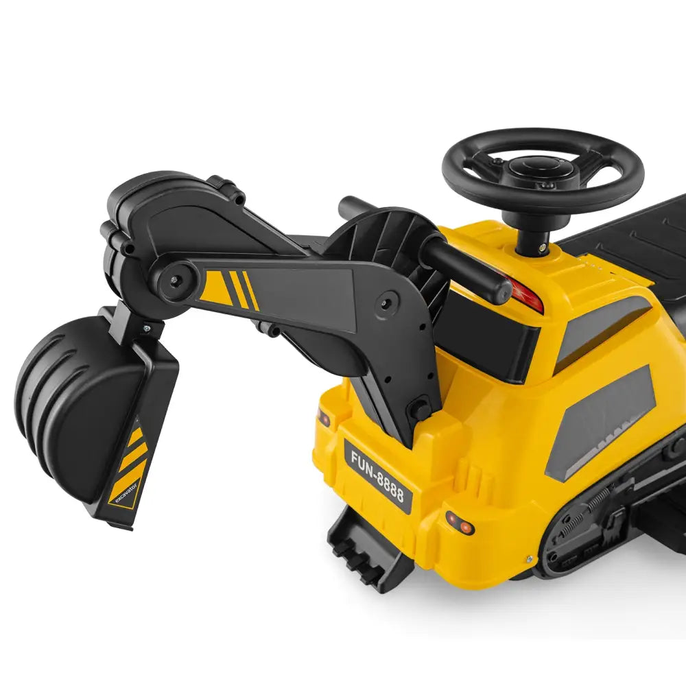 6V Ride on Tractor 3-in-1 Electric Excavator with Adjustable Arms and Music-Yellow - Yellow - Powered Ride On Toys
