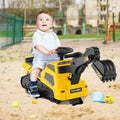 6V Ride on Tractor 3-in-1 Electric Excavator with Adjustable Arms and Music-Yellow - Yellow - Powered Ride On Toys