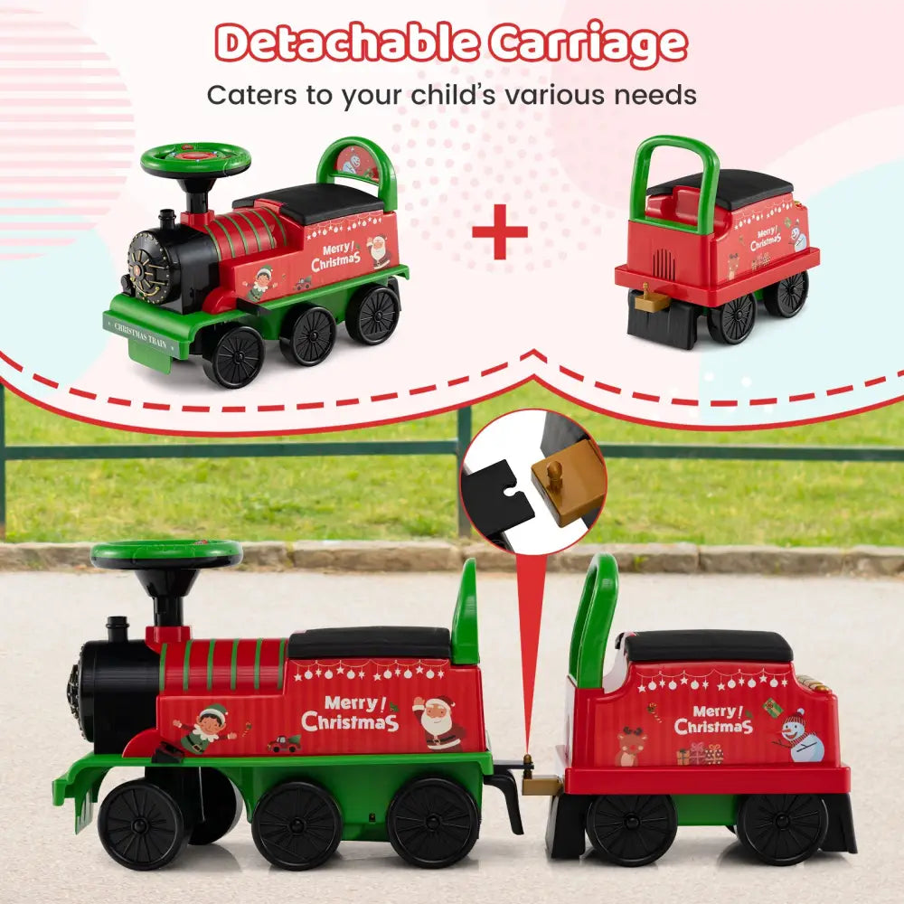 6V Toddler Ride On Train Combo: Track Ride & 2-Seater Carriage Set - Green - Powered Ride On Toys