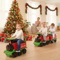 6V Toddler Ride On Train Combo: Track Ride & 2-Seater Carriage Set - Green - Powered Ride On Toys