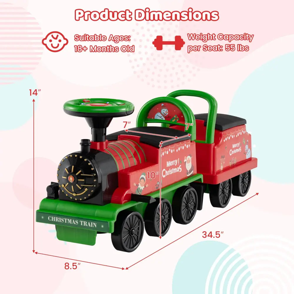 6V Toddler Ride On Train Combo: Track Ride & 2-Seater Carriage Set - Green - Powered Ride On Toys