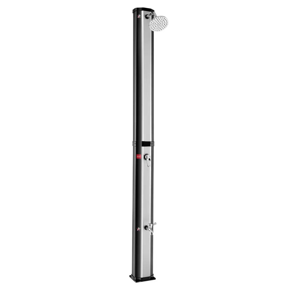 7.2 Feet 9.3 Gallon Solar Heated Shower with Adjustable Head and Foot Tap - Black - Portable Toilets & Showers