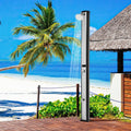 7.2 Feet 9.3 Gallon Solar Heated Shower with Adjustable Head and Foot Tap - Black - Portable Toilets & Showers