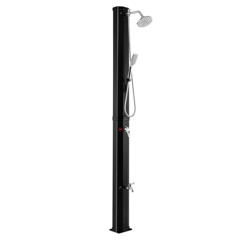 7.2 Feet 9.3 Gallon Solar Heated Shower with Hand and Foot Tap - Black - Portable Toilets & Showers