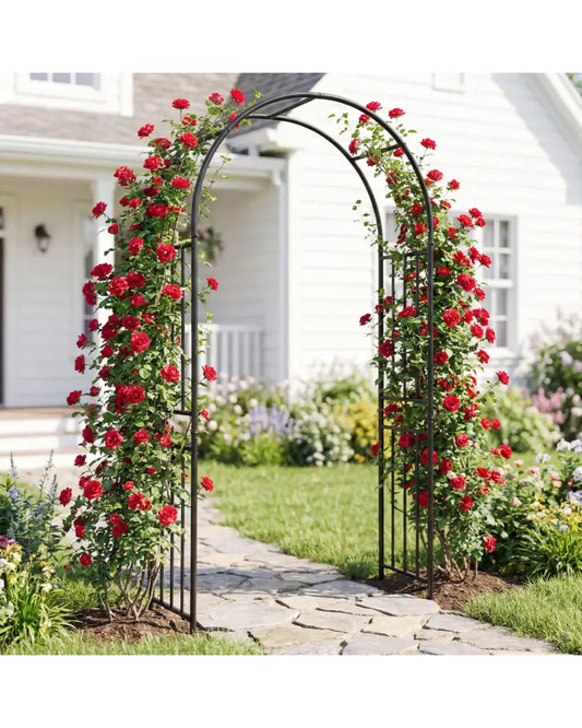 7.2 Feet Garden Decoration Climbing Plants Arch - Black - Garden Arbors