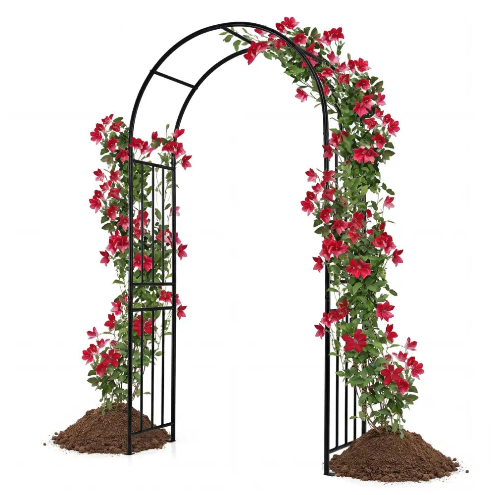 7.2 Feet Garden Decoration Climbing Plants Arch - Black - GardenÂ Arbors