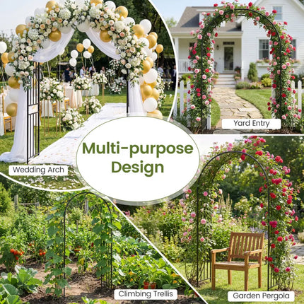 7.2 Feet Garden Decoration Climbing Plants Arch - Black - Outdoor Decor