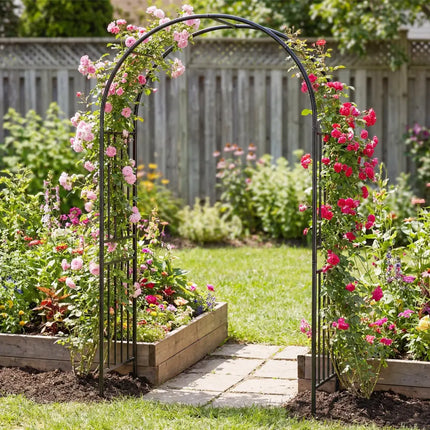 7.2 Feet Garden Decoration Climbing Plants Arch - Black - Outdoor Decor