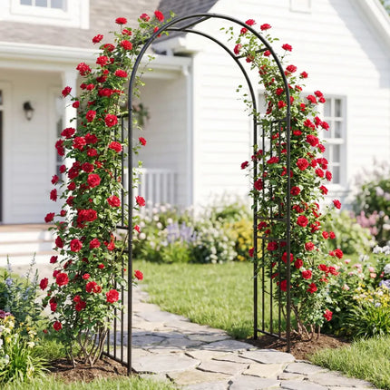7.2 Feet Garden Decoration Climbing Plants Arch - Black - Outdoor Decor