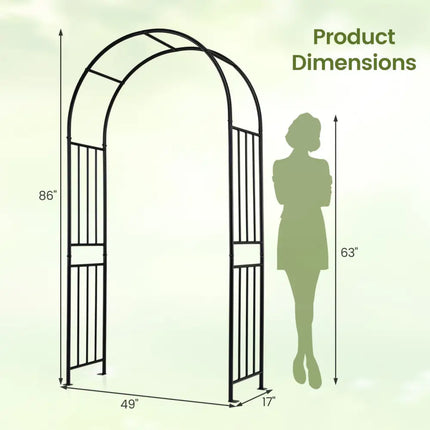 7.2 Feet Garden Decoration Climbing Plants Arch - Black - Outdoor Decor