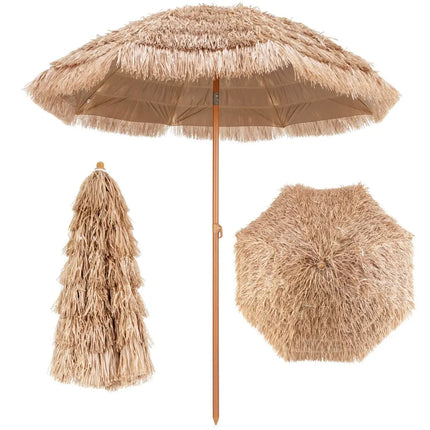 7.2 Feet Patio Thatched Tiki Umbrella Hawaiian Hula Beach Umbrella - Outdoor Umbrellas